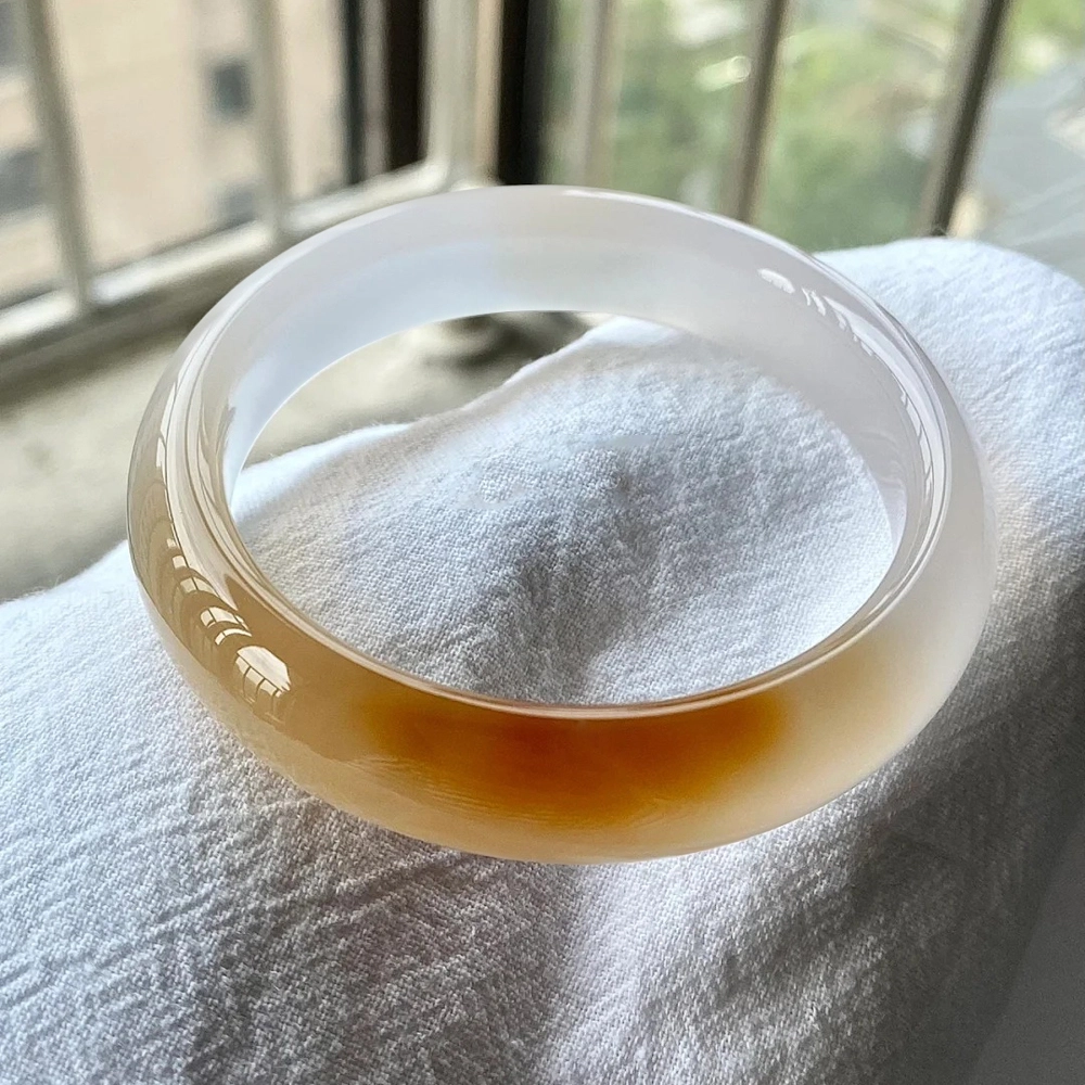 谧月珠宝 一口蛋黄 简约精致甜美国风古韵轻奢气质优雅 小清新森系小众设计新中式国潮 旗袍汉服 玛瑙 玉石手镯 女款