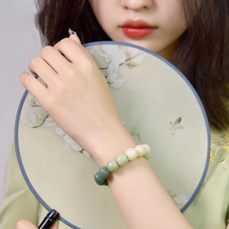 谧月珠宝 渐变色盘玩绕指柔手捻珠 新中式古风小众款百搭首饰唯美汉服配饰 白玉菩提 菩提类手串 男女同款情侣款