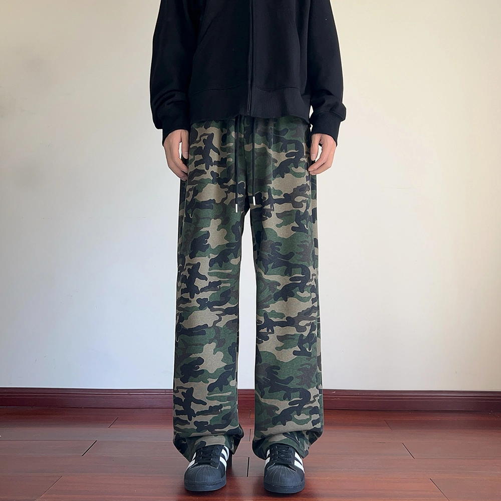 徐太浪 美式复古高街设计感直筒阔腿迷彩户外运动风休闲裤 男女同款