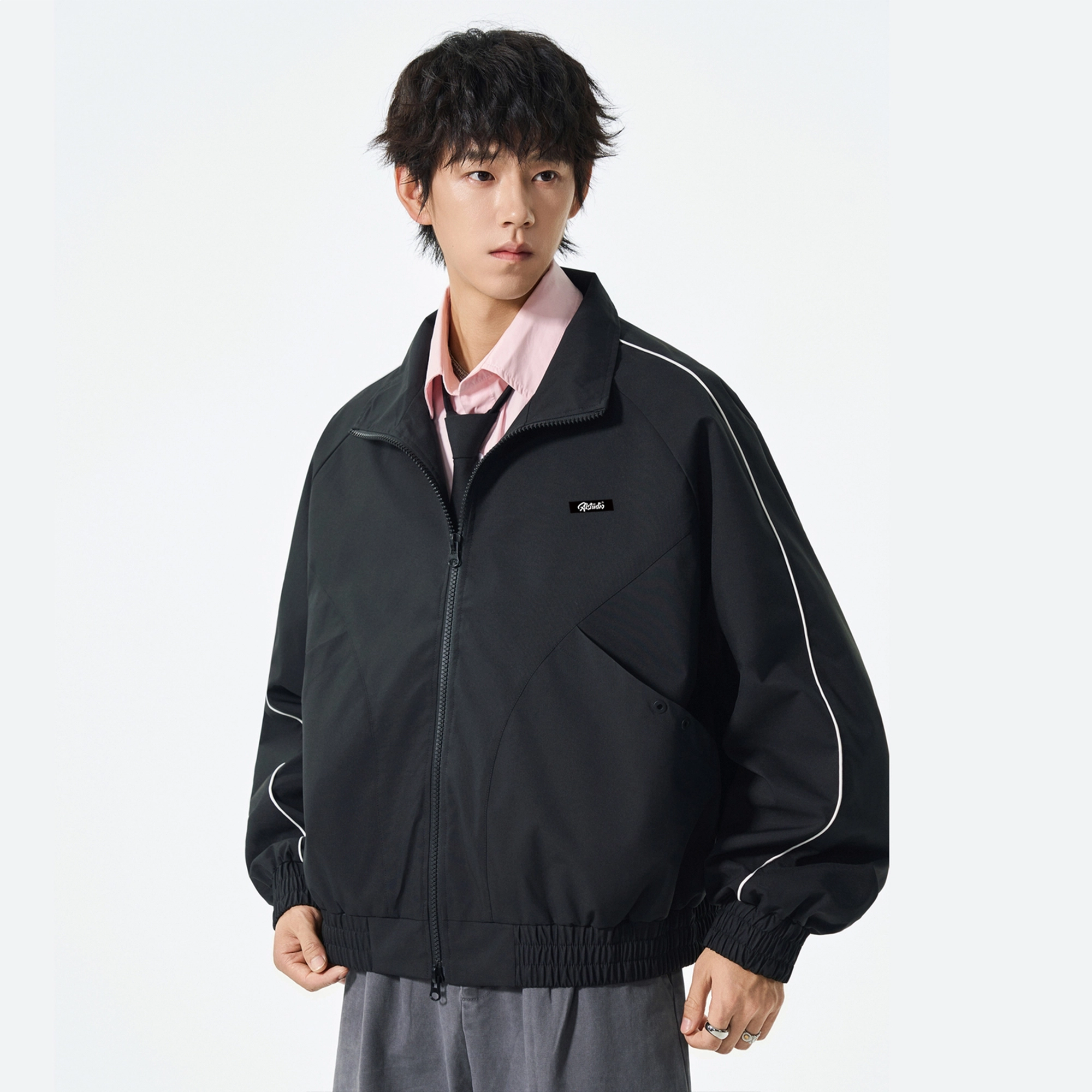 徐太浪 美式复古翻领春秋季潮流宽松休闲百搭工装外套夹克 男女同款