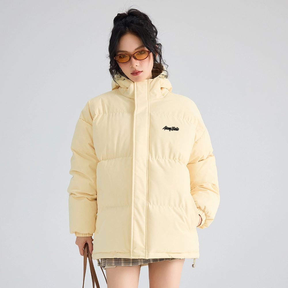 徐太浪 美式复古拼接格子设计感学院风连帽面包服加厚保暖外套宽松简约百搭棉袄上衣棉服 男女同款