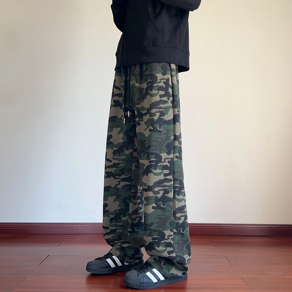 徐太浪 美式复古高街设计感直筒阔腿迷彩户外运动风休闲裤 男女同款