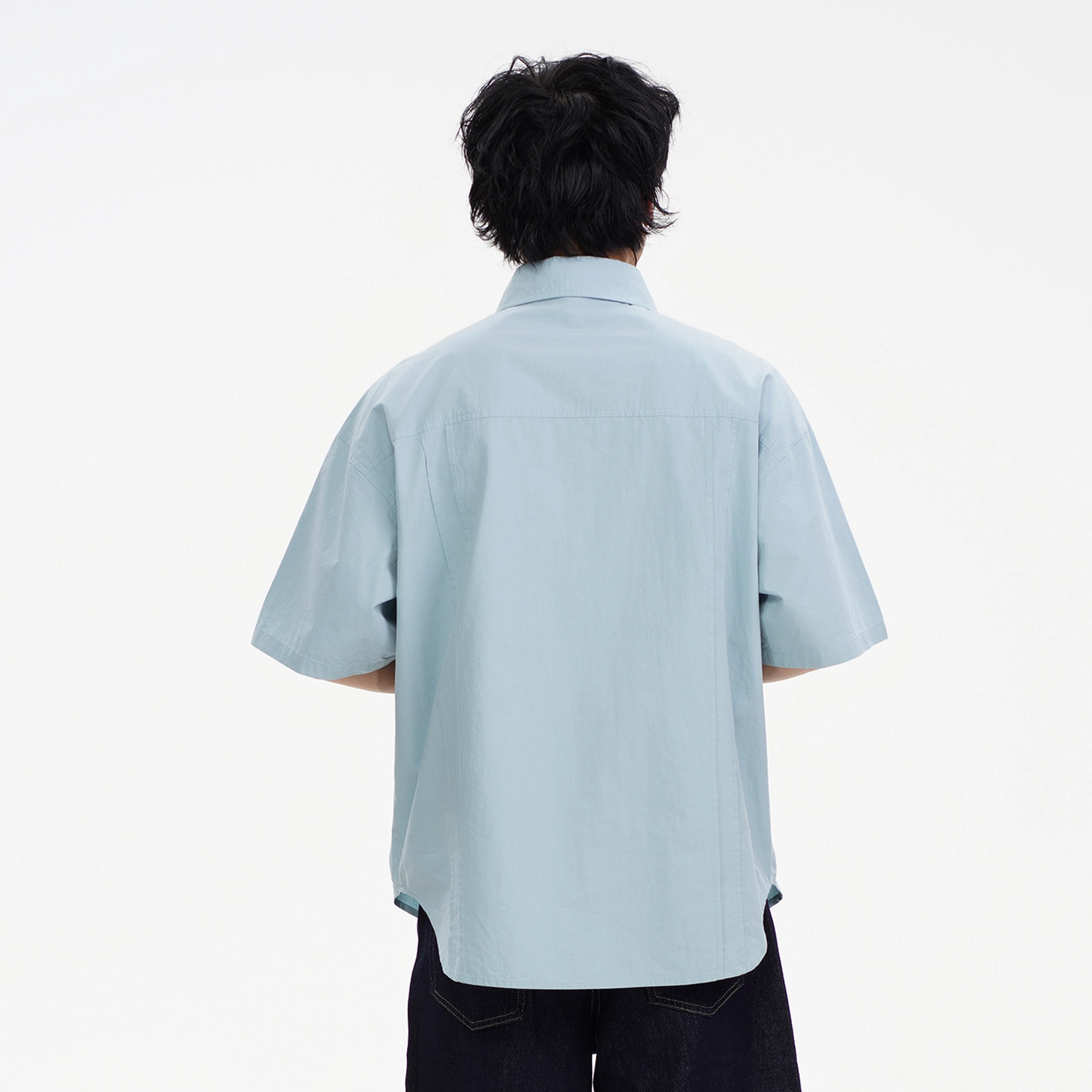 徐太浪 通勤复古褶皱纯棉宽松廓形潮牌高级感宽松休闲短袖衬衫 男女同款