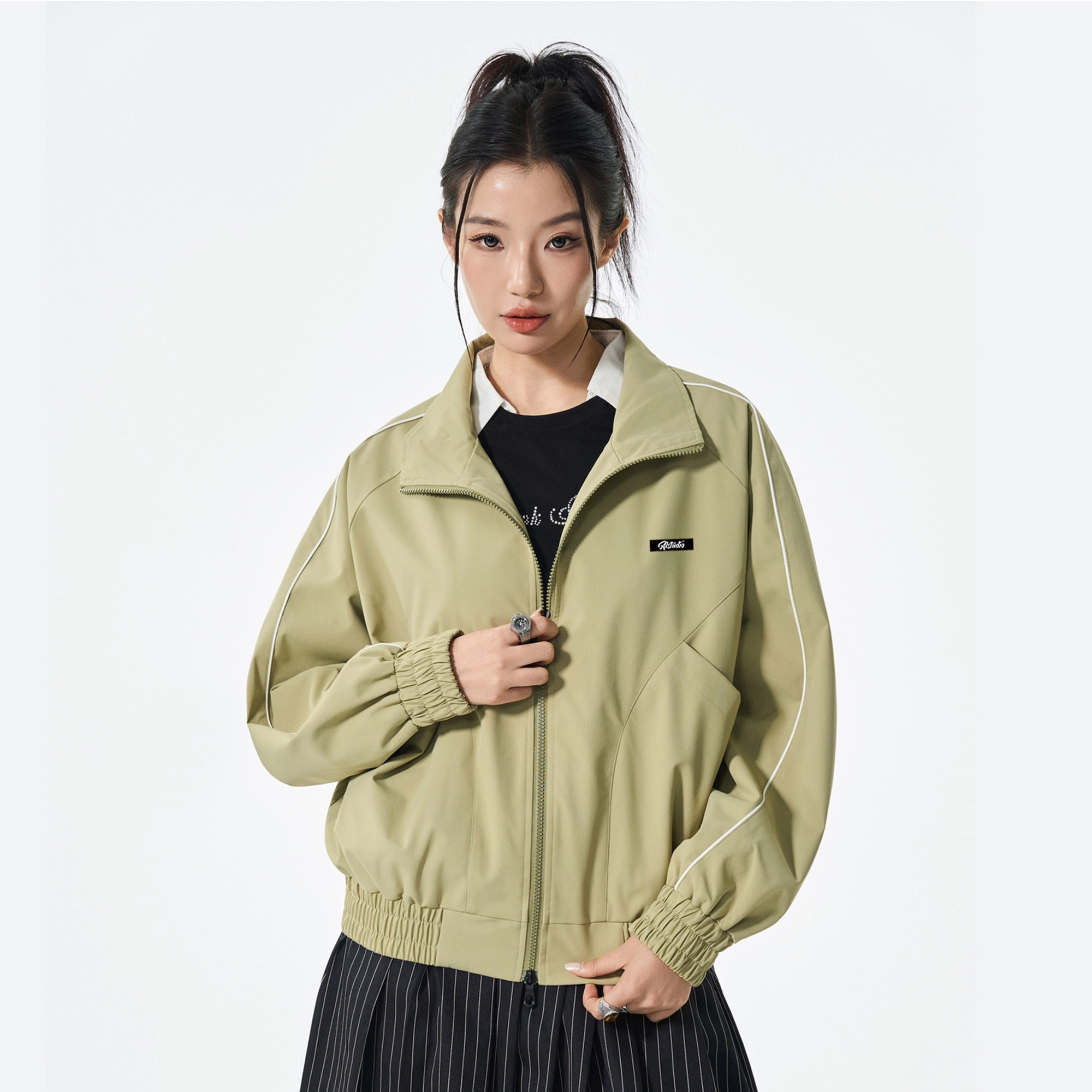 徐太浪 美式复古翻领春秋季潮流宽松休闲百搭工装外套夹克 男女同款