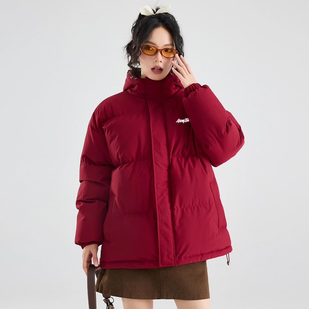 徐太浪 美式复古拼接格子设计感学院风连帽面包服加厚保暖外套宽松简约百搭棉袄上衣棉服 男女同款