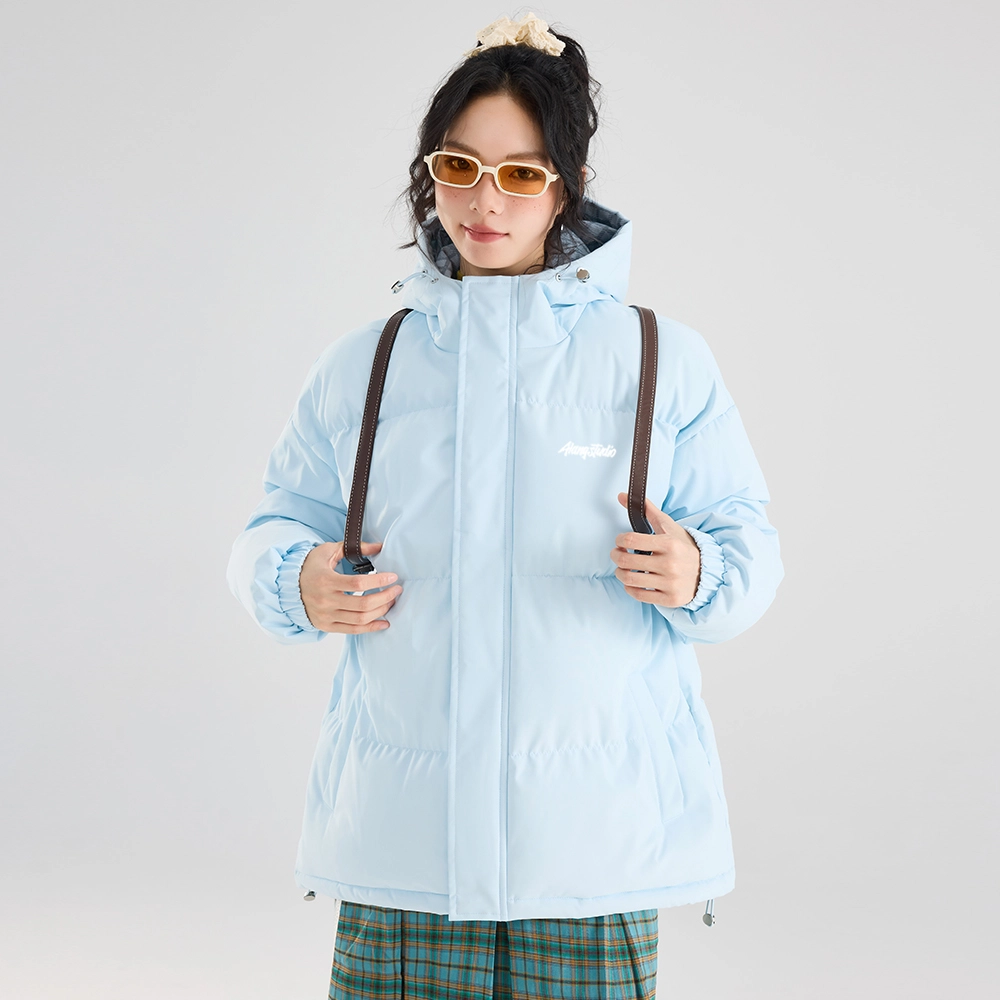 徐太浪 美式复古拼接格子设计感学院风连帽面包服加厚保暖外套宽松简约百搭棉袄上衣棉服 男女同款