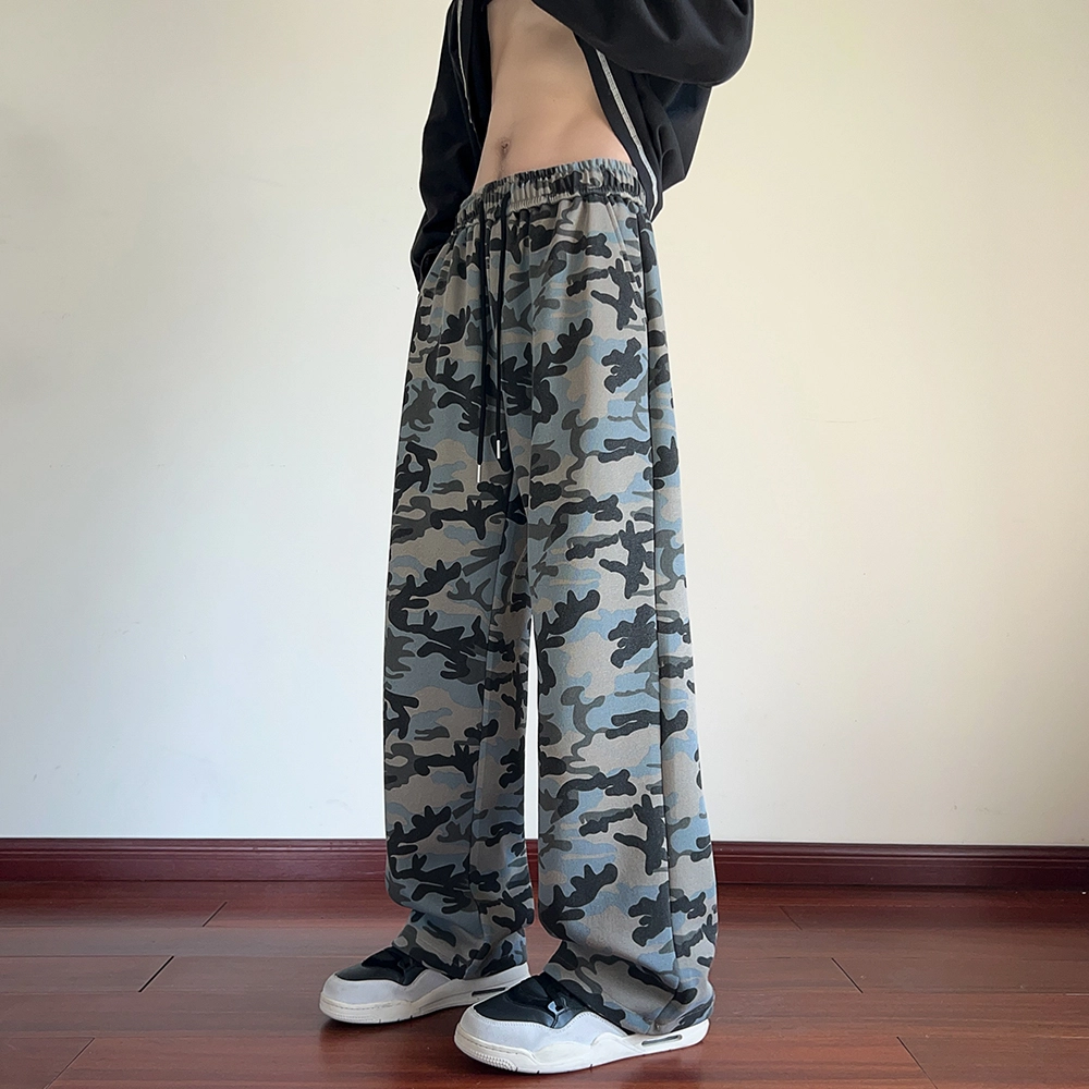 徐太浪 美式复古高街设计感直筒阔腿迷彩户外运动风休闲裤 男女同款