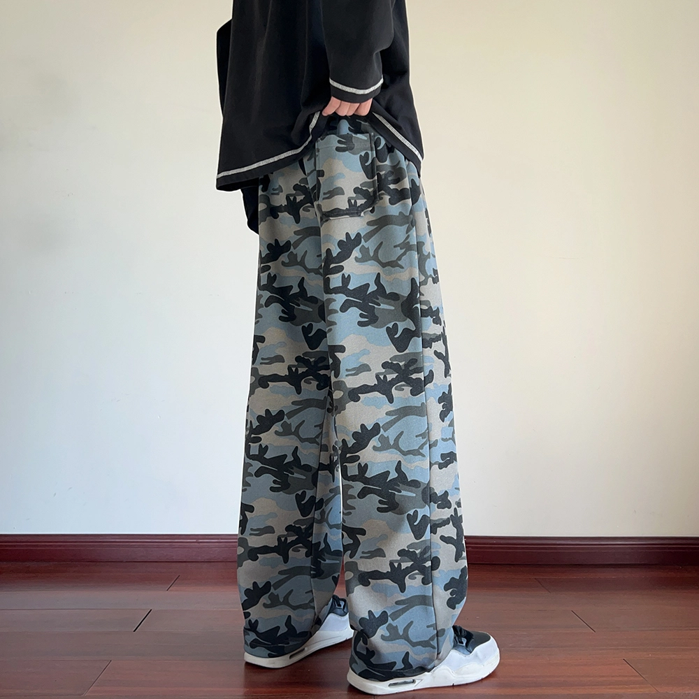 徐太浪 美式复古高街设计感直筒阔腿迷彩户外运动风休闲裤 男女同款