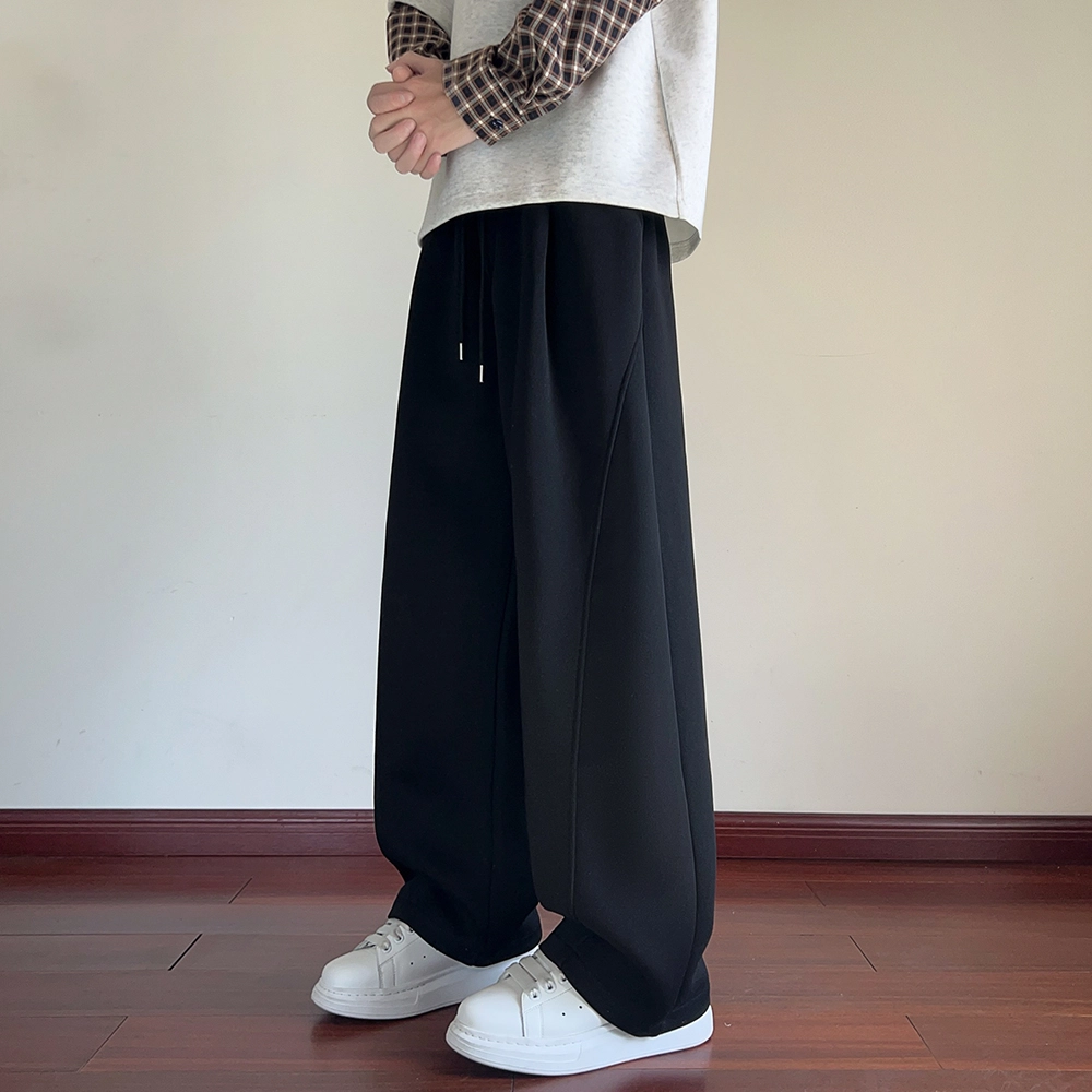 徐太浪 美式复古拼接设计感直筒阔腿显高显瘦校园运动风卫裤休闲裤 男女同款