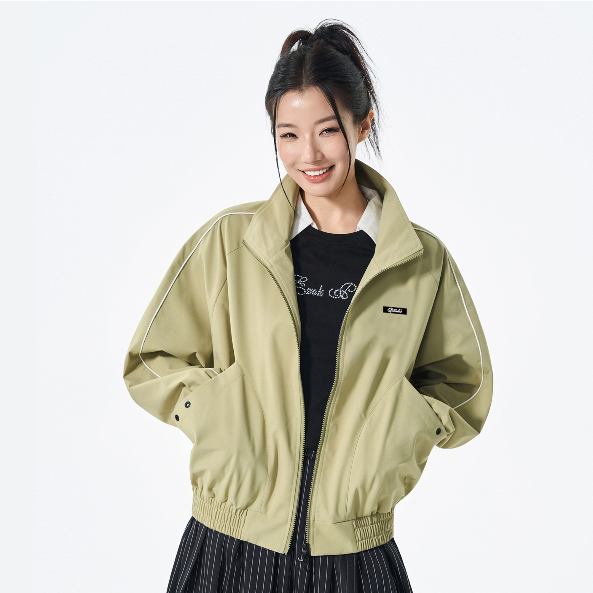 徐太浪 美式复古翻领春秋季潮流宽松休闲百搭工装外套夹克 男女同款
