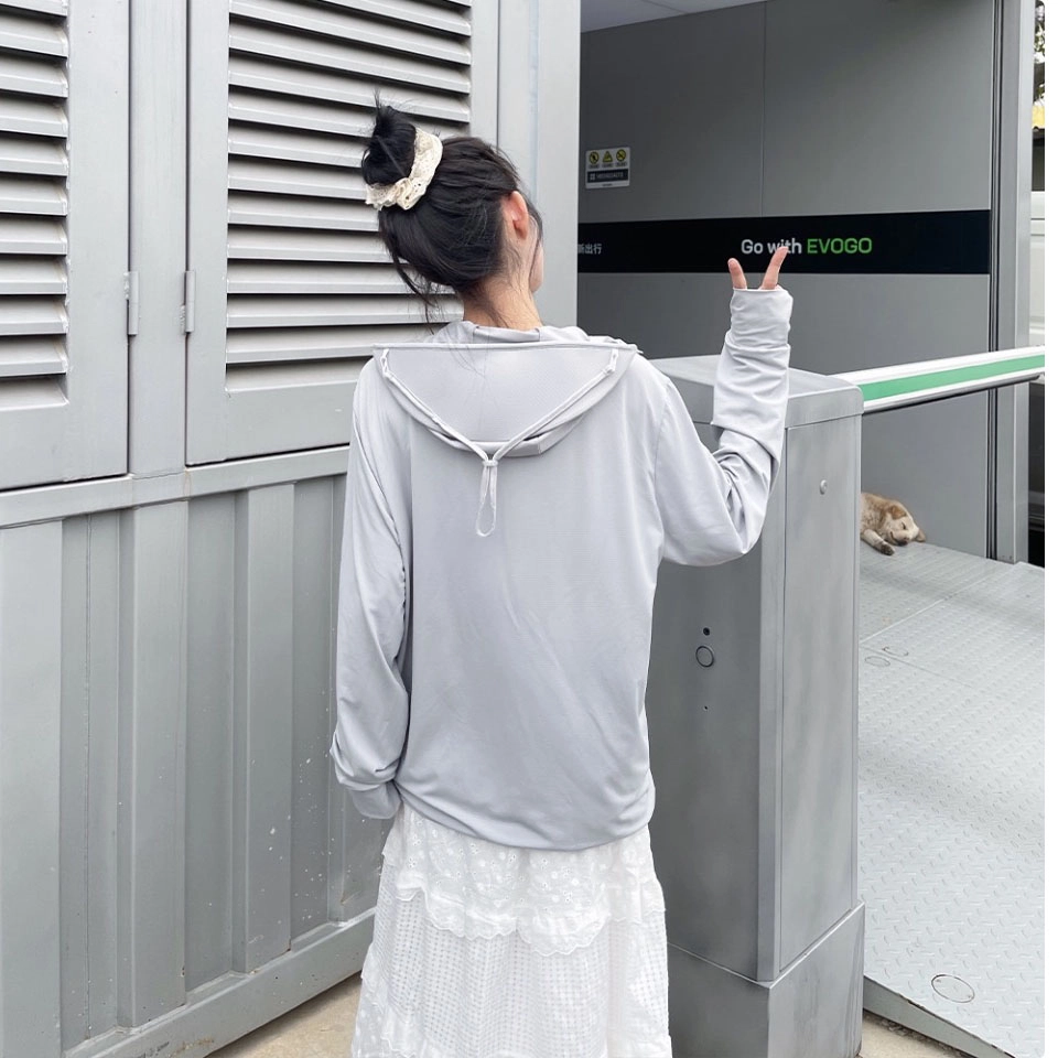 八哥 户外日常通勤纯色简约基础款冰丝速干凉感透气弹力防紫外线休闲宽松钓鱼骑行跑步登山防紫外线外套连帽防晒服 男女同款