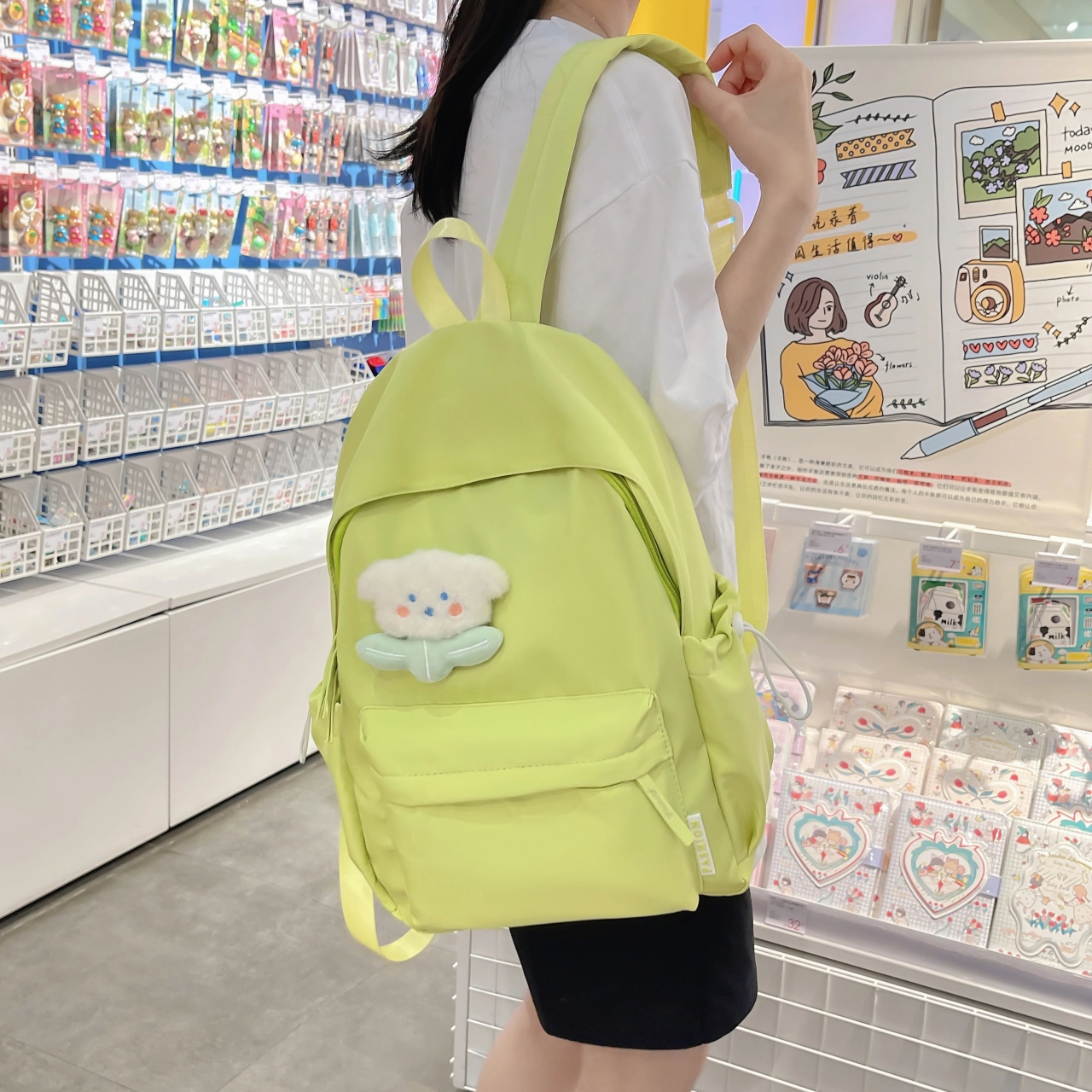 米囹 时尚简约学院风百搭 尼龙 背包双肩包 女款 多色