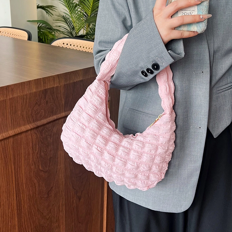 米囹 精致纯色柔美范 小众复古可爱风 轻便女款 轻盈 拎包 小号 青少年 玫红色/白色/粉红色/紫色/黑色