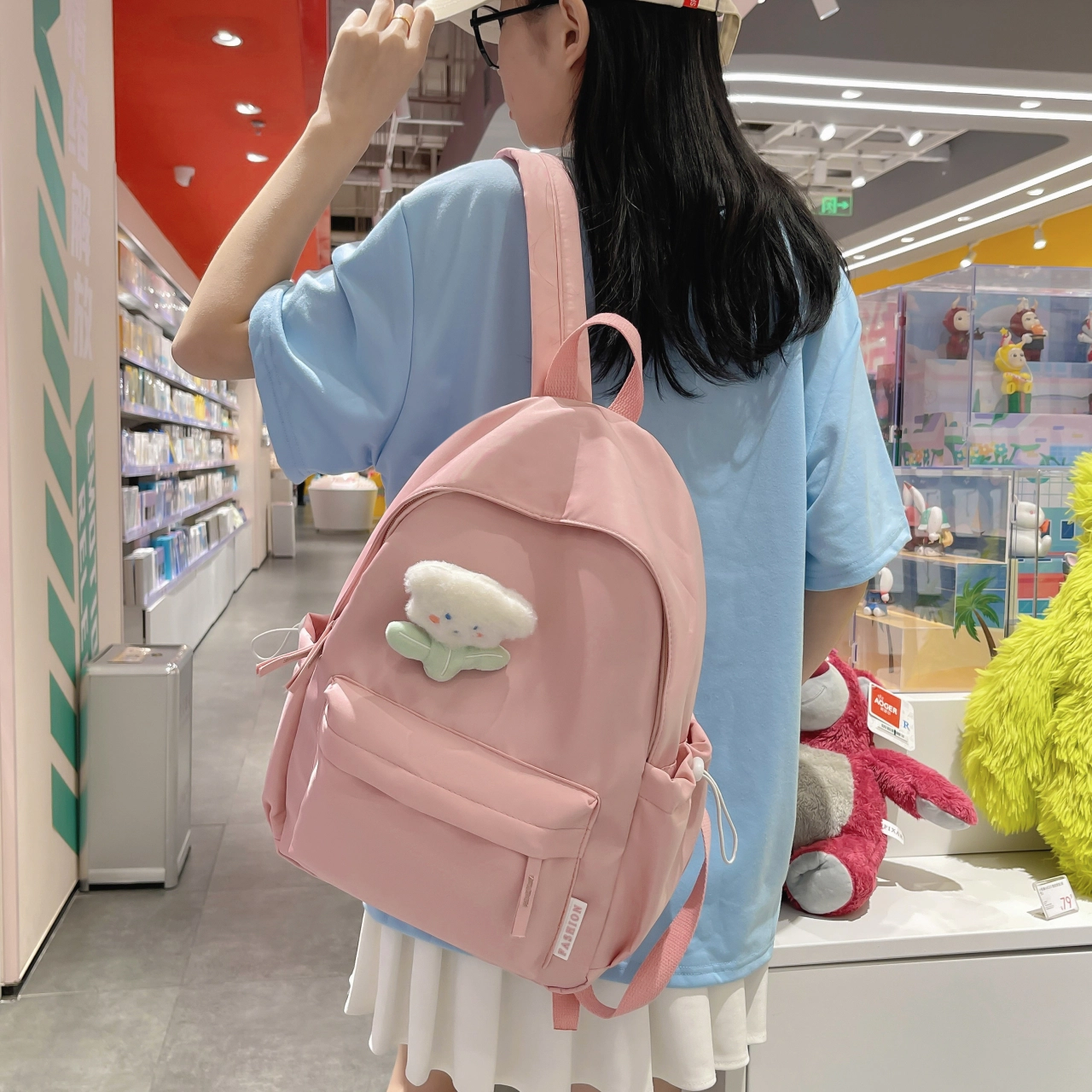 米囹 时尚简约学院风百搭 尼龙 背包双肩包 女款 多色