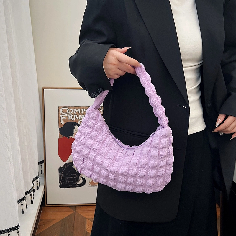 米囹 精致纯色柔美范 小众复古可爱风 轻便女款 轻盈 拎包 小号 青少年 玫红色/白色/粉红色/紫色/黑色