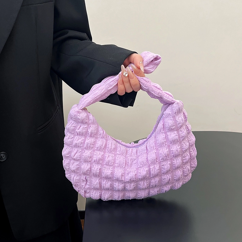 米囹 精致纯色柔美范 小众复古可爱风 轻便女款 轻盈 拎包 小号 青少年 玫红色/白色/粉红色/紫色/黑色