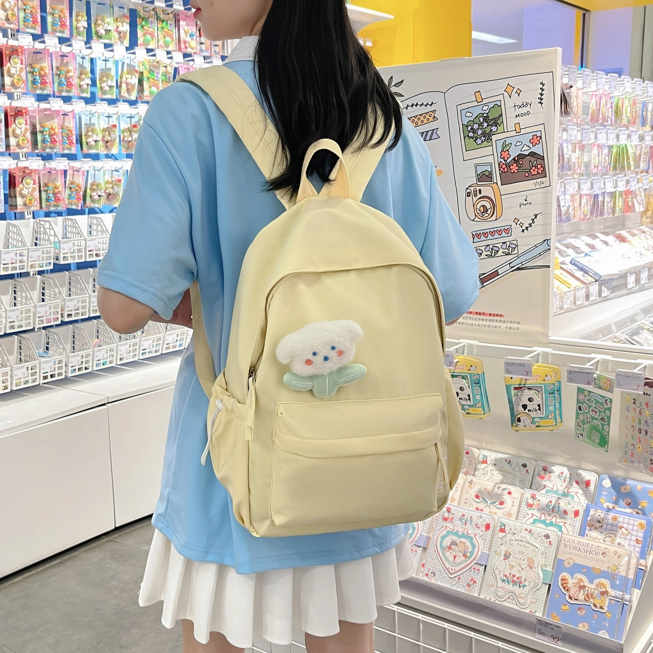 米囹 时尚简约学院风百搭 尼龙 背包双肩包 女款 多色