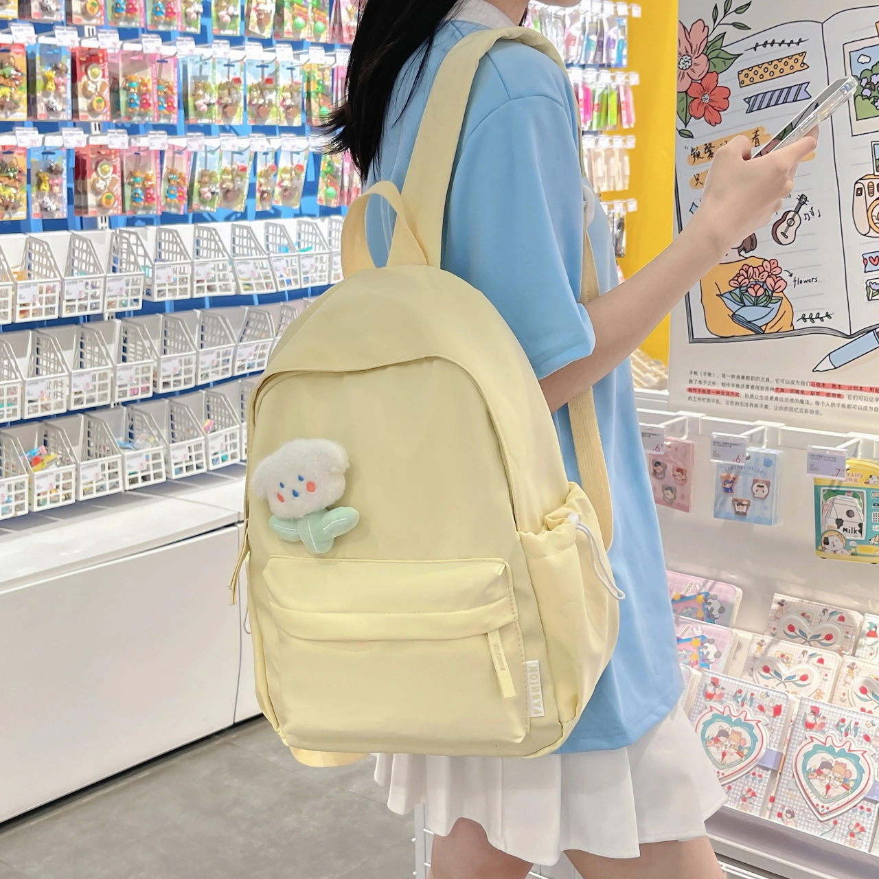 米囹 时尚简约学院风百搭 尼龙 背包双肩包 女款 多色