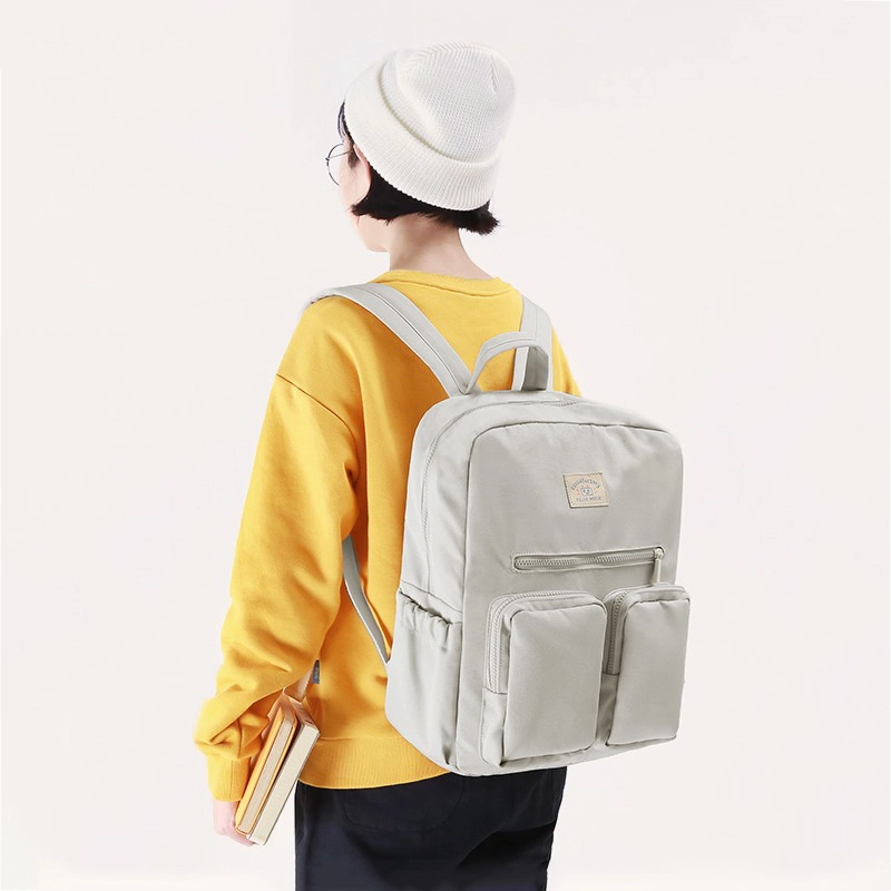 云朵工厂 休闲简约时尚百搭小众设计质感 涤纶 双肩包 中号 男女同款情侣款