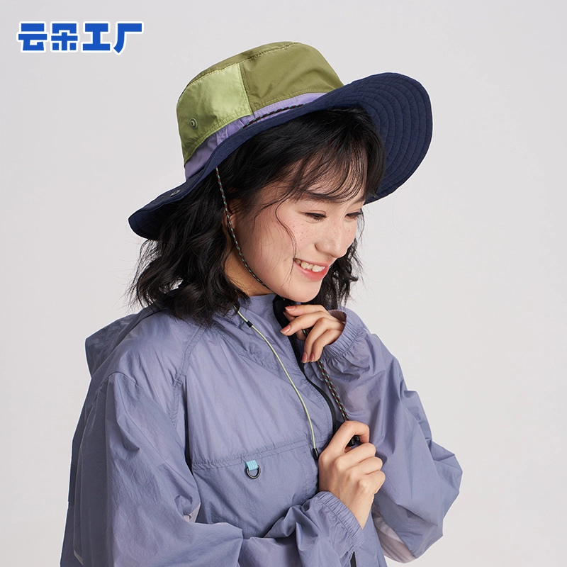 云朵工厂 大帽檐拼色休闲户外穿搭薄款 锦纶 渔夫帽 女款