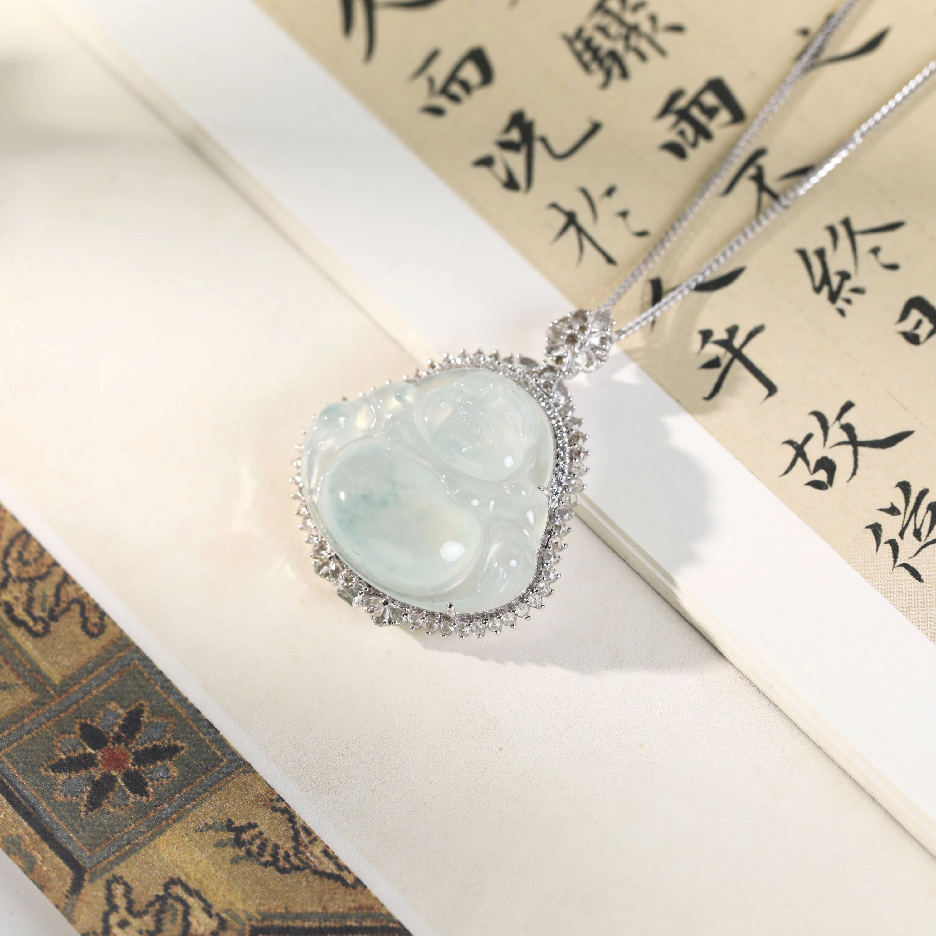 清雪 新中式国风  大肚佛本命佛  笑口常开容天下诸事顺利 高级感  温柔风 冰种 翡翠项链 男女同款情侣款