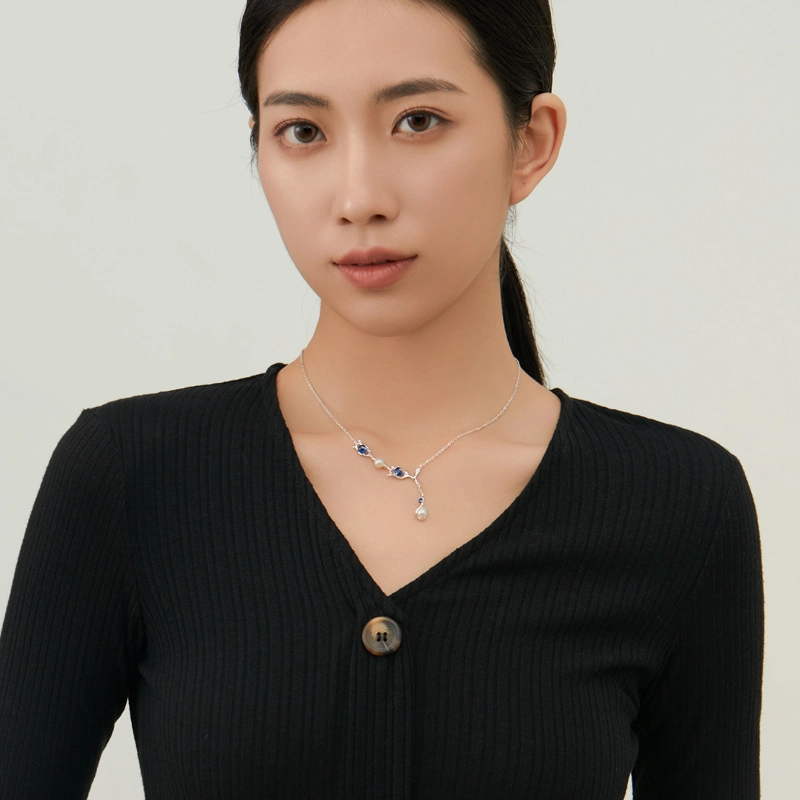 情思意 轻奢小众设计感大气锁骨链 淡水珍珠 项链 女款 银色
