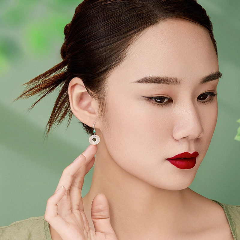 情思意 新中式平安扣 玉髓 耳环 女款