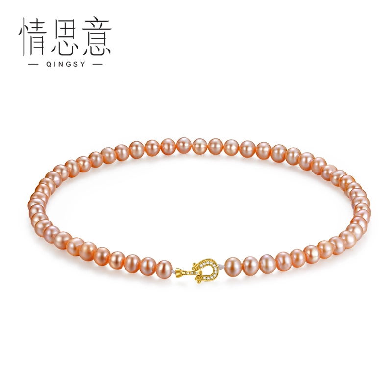 情思意 粉色圆珠轻奢高级感 珍珠 项链 女款
