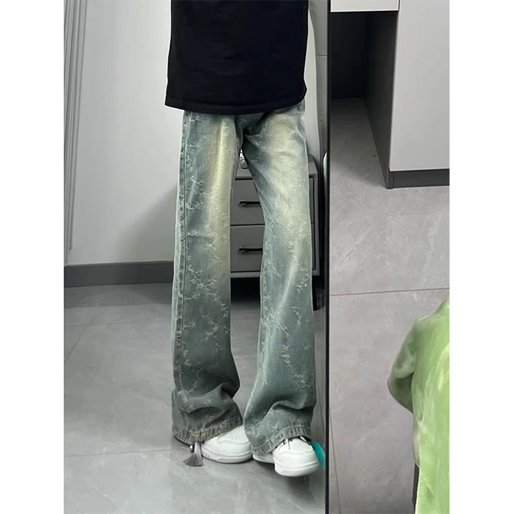 虫小绿 美式高街潮流复古提花水洗多版型百搭休闲长裤牛仔裤 男款