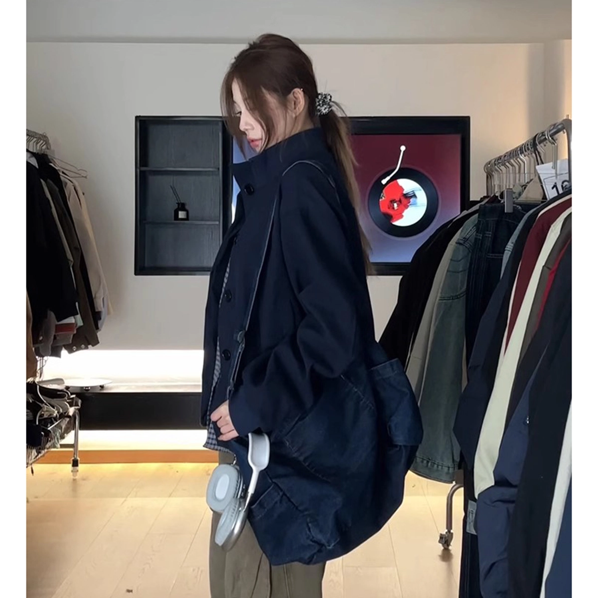 寻星记 复古简约休闲百搭飞行员垫肩棒球服春秋款夹克 男女同款