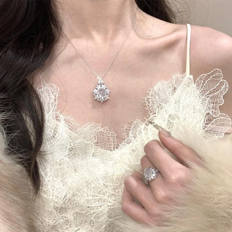 尚仟伊 蕾丝雪花满钻锁骨链名媛宫廷风浪漫温柔白月光女神通勤百搭#好运 玉髓 项链 女款