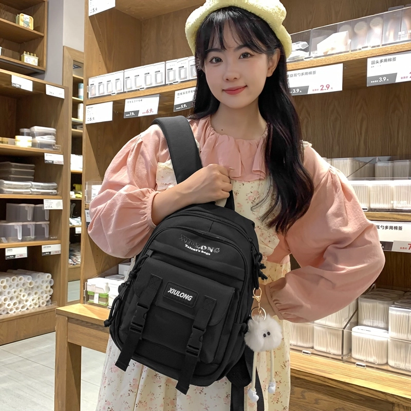 尊梵 初中高中学生大容量拉链休闲电脑包 尼龙 双肩包 女款 多色