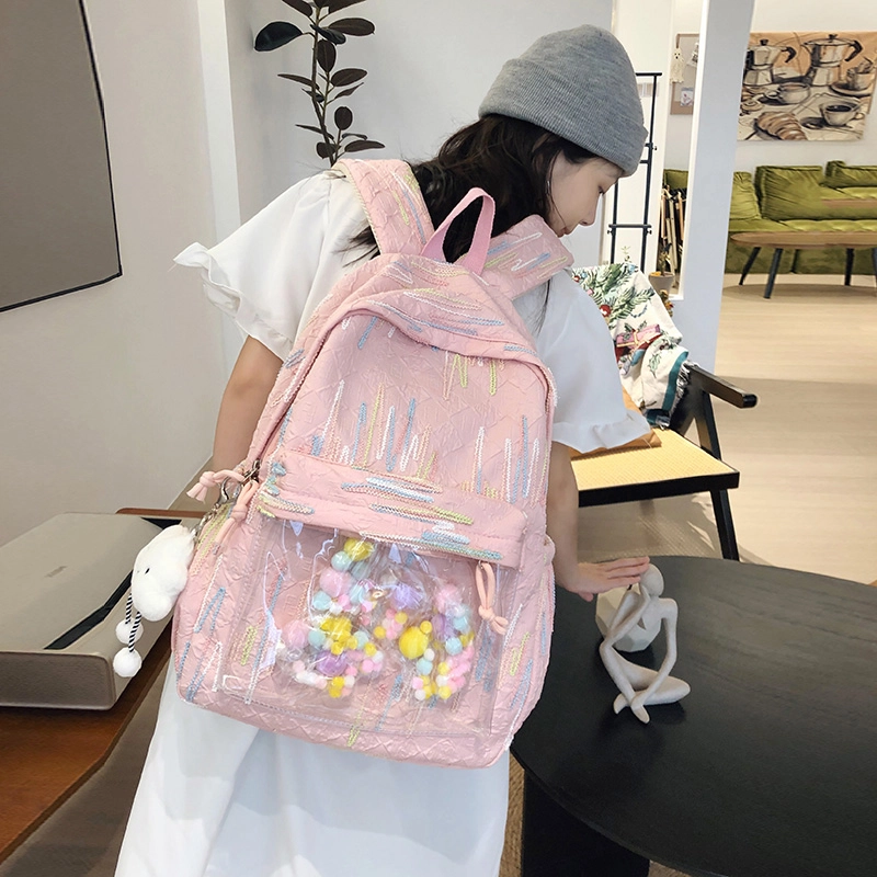 尊梵 小清新休闲简约日常上课通勤时尚百搭 尼龙 双肩包 女款 白色/黑色/粉色/黄色