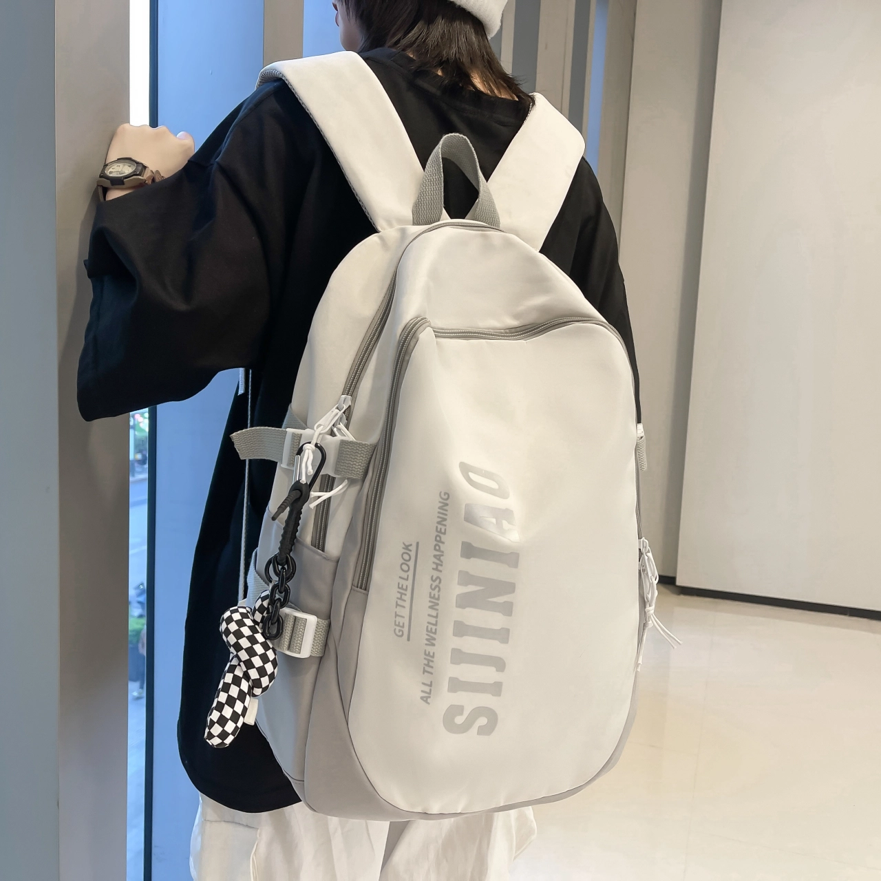 尊梵 多功能大容量大学生多口袋拉链开合 双肩包 尼龙 女款 多色