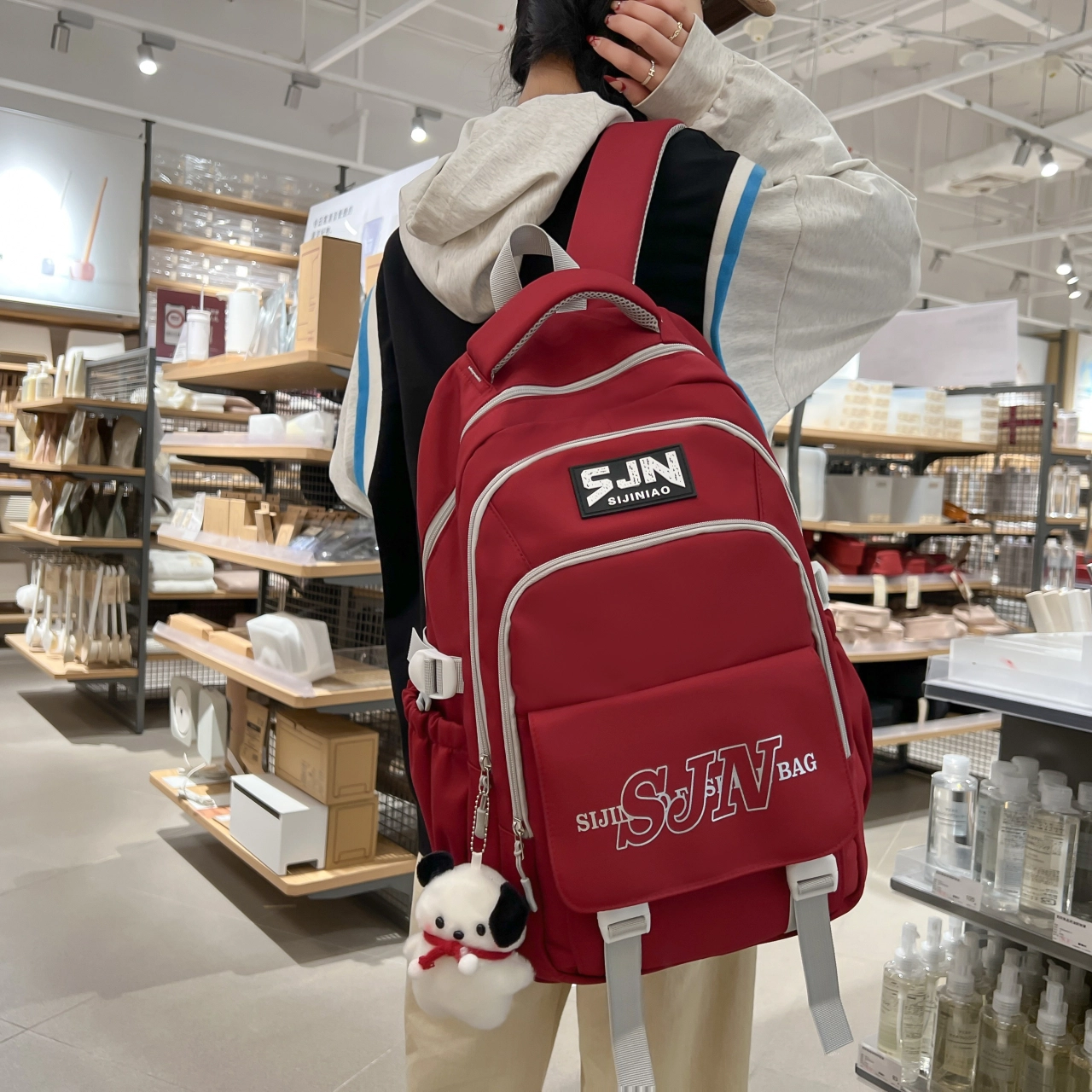 尊梵 多功能电脑时尚多口袋拉链 双肩包 尼龙 女款 多色