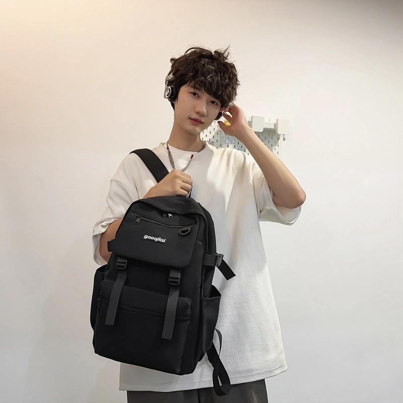 尊梵 双肩包 多功能电脑背包大容量多口袋纯色 尼龙 男女通用 黑色/粉色/浅棕色/深棕色