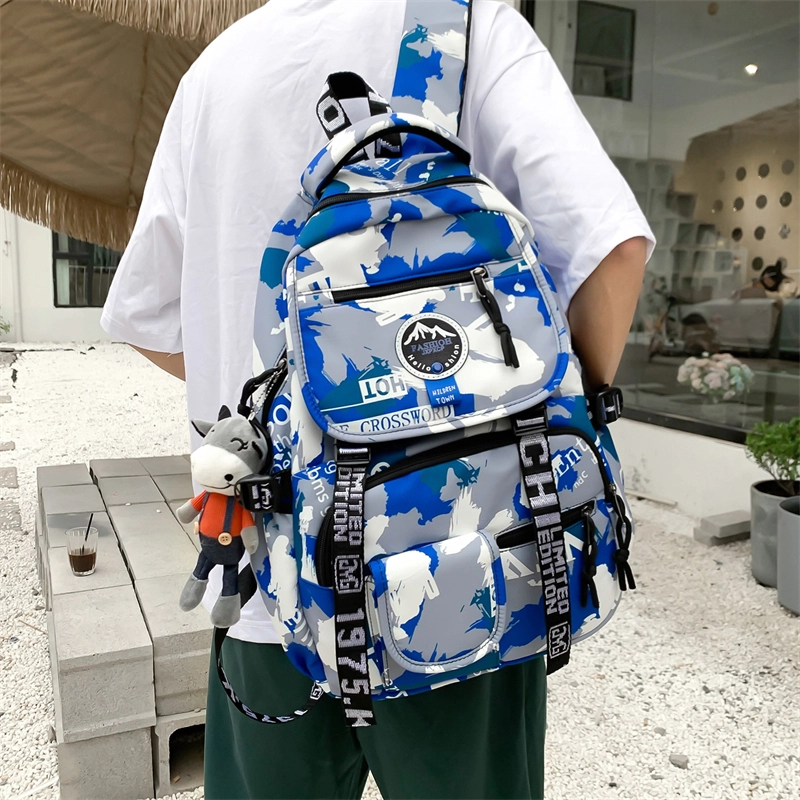 尊梵 通勤日常街头潮流小清新拉链开合时尚 尼龙 双肩包 男女同款情侣款 灰色/黑色/黄色/蓝色/深蓝