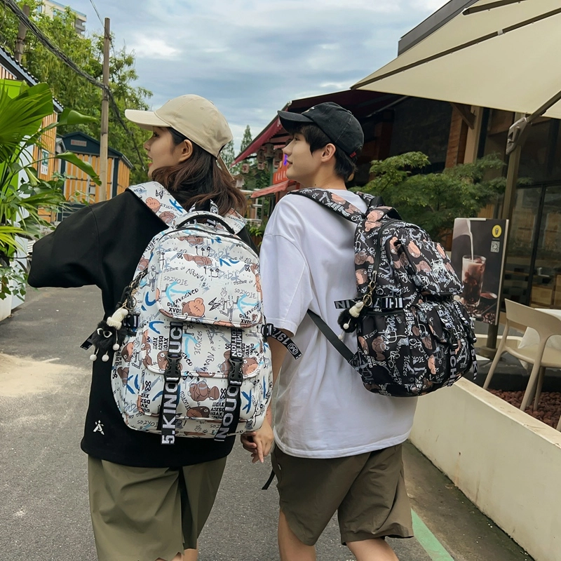 尊梵 街头潮流通勤时尚拉链时尚大学生 尼龙 双肩包 常规 男女同款情侣款 白色/黑色/灰色/桔色