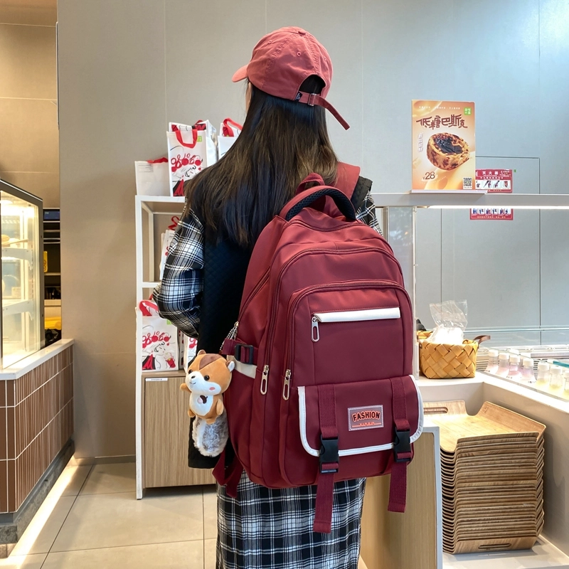 尊梵 休闲简约日常上课通勤时尚百搭 尼龙布 双肩包 女款 黑色/粉色/红色/绿色/蓝色