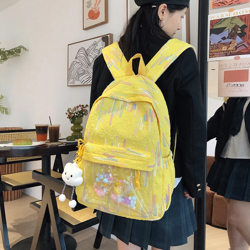 尊梵 小清新休闲简约日常上课通勤时尚百搭 尼龙 双肩包 女款 白色/黑色/粉色/黄色