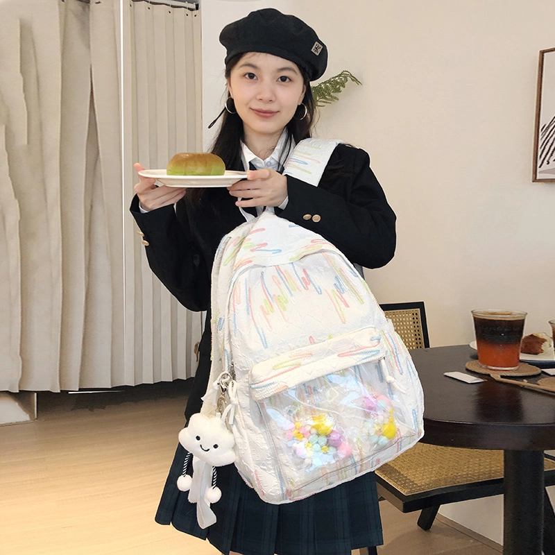 尊梵 小清新休闲简约日常上课通勤时尚百搭 尼龙 双肩包 女款 白色/黑色/粉色/黄色
