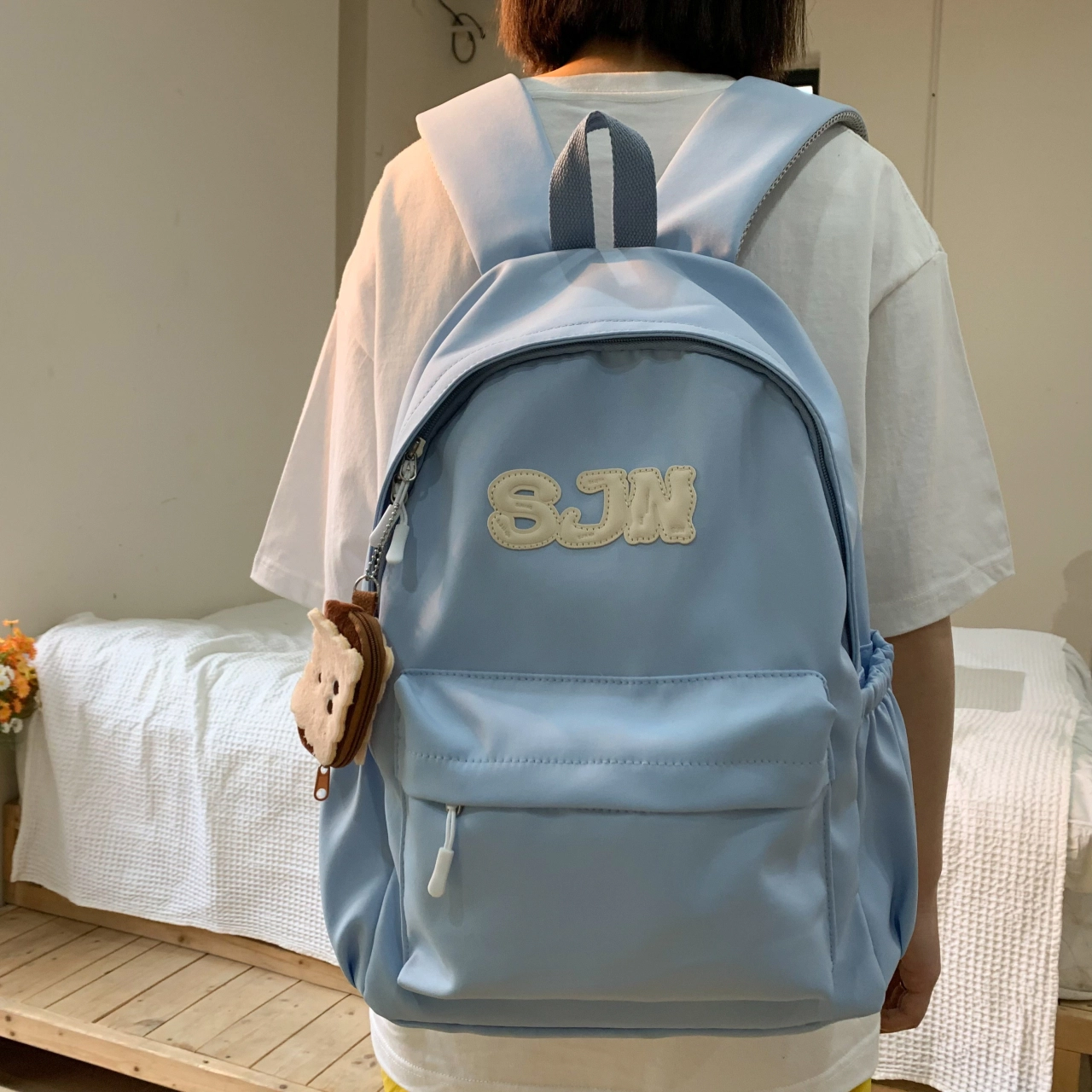 尊梵 多功能电脑时尚超学生多口袋拉链开合 双肩包 尼龙 女款 多色