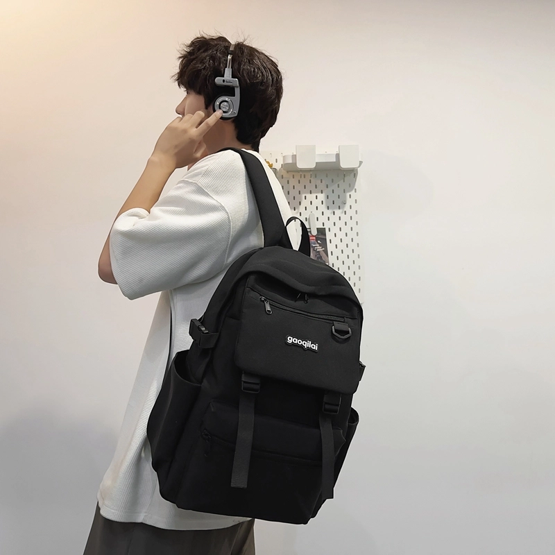 尊梵 双肩包 多功能电脑背包大容量多口袋纯色 尼龙 男女通用 黑色/粉色/浅棕色/深棕色
