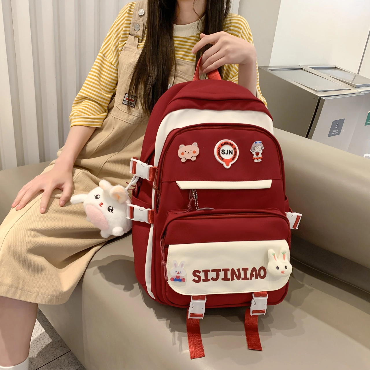 尊梵 多功能大容量书包多口袋双肩包 尼龙 女款 多色