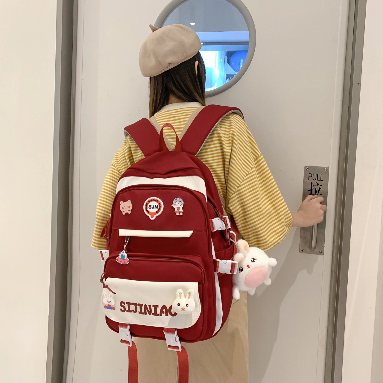 尊梵 多功能大容量书包多口袋双肩包 尼龙 女款 多色