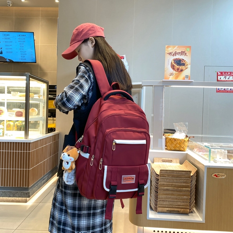尊梵 休闲简约日常上课通勤时尚百搭 尼龙布 双肩包 女款 黑色/粉色/红色/绿色/蓝色