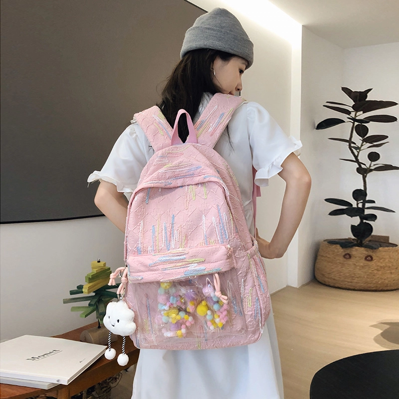 尊梵 小清新休闲简约日常上课通勤时尚百搭 尼龙 双肩包 女款 白色/黑色/粉色/黄色