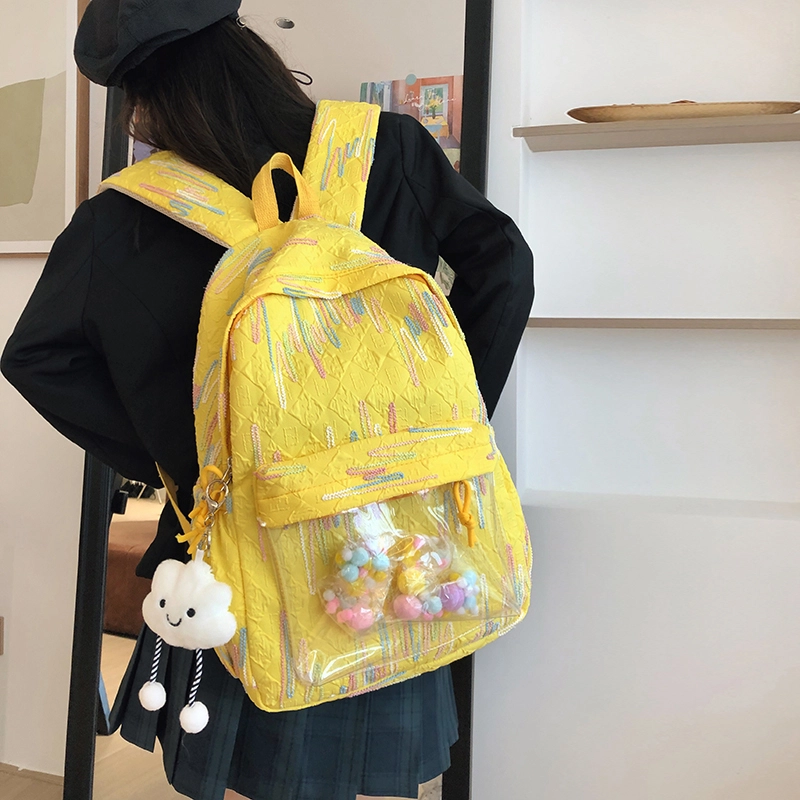尊梵 小清新休闲简约日常上课通勤时尚百搭 尼龙 双肩包 女款 白色/黑色/粉色/黄色