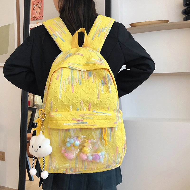 尊梵 小清新休闲简约日常上课通勤时尚百搭 尼龙 双肩包 女款 白色/黑色/粉色/黄色