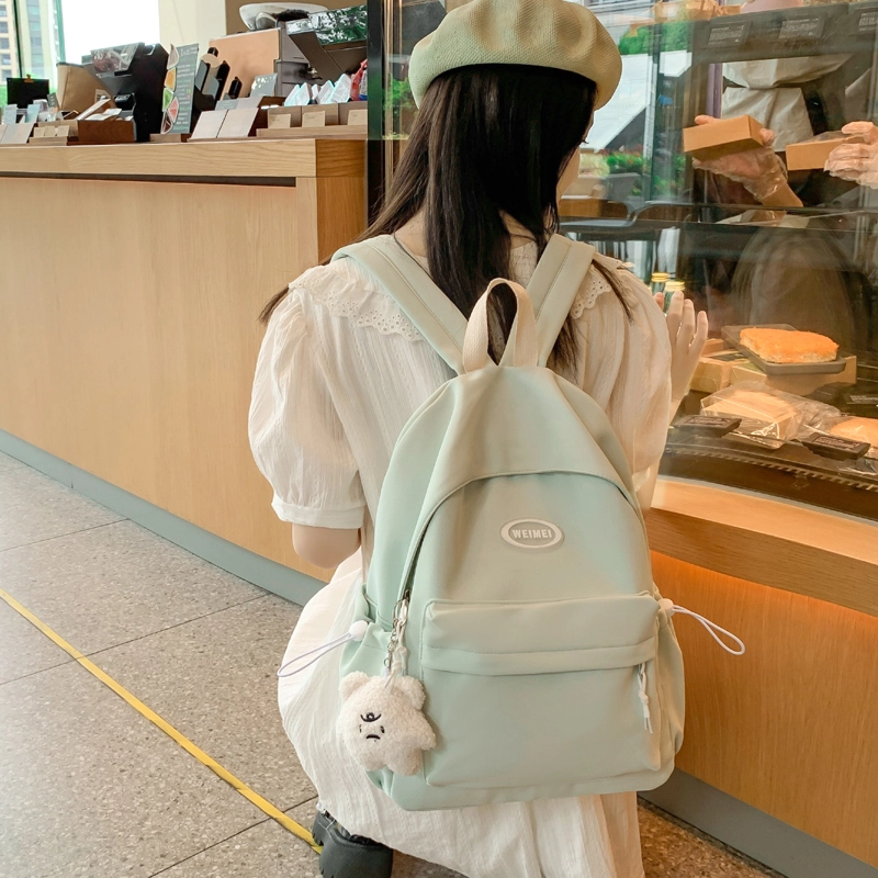 尊梵 休闲潮流简约百搭通勤纯色 尼龙 双肩包 女款 白色/黑色/紫色/桔色/绿色/蓝色